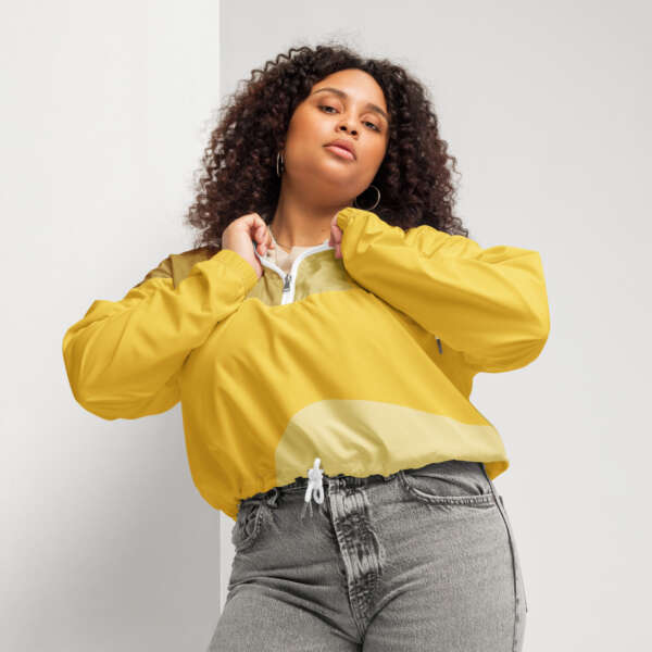 EA-All-Over Women's Cropped Windbreaker Banana