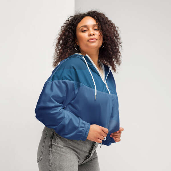 EA-All-Over Women's Cropped Windbreaker Ocean