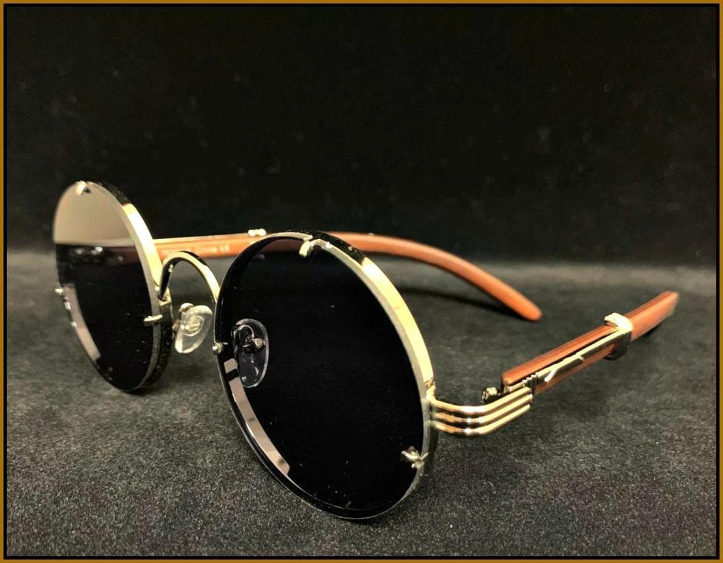 Mens Classy Sophisticated Retro Style SUNGLASSES Round Frame Lens - Image 2