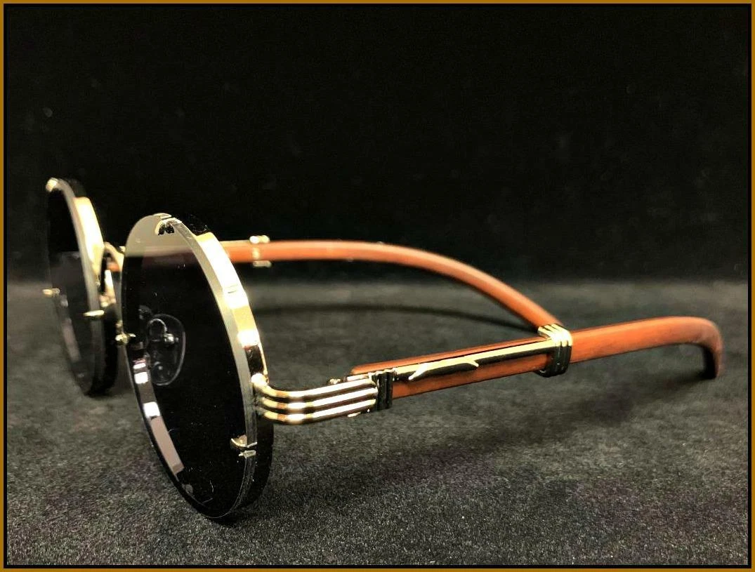 Mens Classy Sophisticated Retro Style SUNGLASSES Round Frame Lens - Image 4