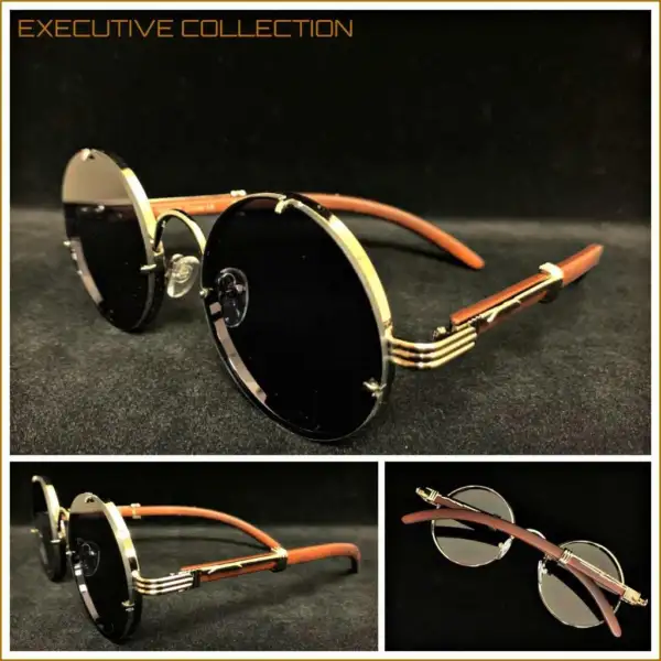 Mens Classy Sophisticated Retro Style SUNGLASSES Round Frame Lens